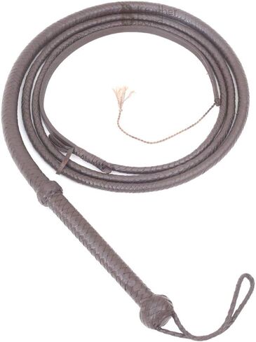 Dark Brown Leather Bullwhip Real Genuine Cowhide Leather Bull Whip Equestrian Bullwhip for Sound Practice, Horse Handling & Costume Use in Kuwait