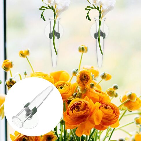 HOMSFOU Flower Water Tubes with Suction Cup 8-Pack Clear Plastic Nutrition Tubes for Flower Stem Hydration and Fresh Arrangement 4.21X1.77X1.57 Inches in Saudi Arabia