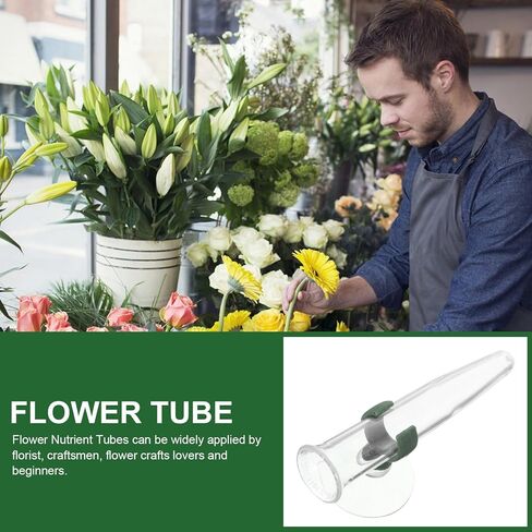 HOMSFOU Flower Water Tubes with Suction Cup 8-Pack Clear Plastic Nutrition Tubes for Flower Stem Hydration and Fresh Arrangement 4.21X1.77X1.57 Inches in Saudi Arabia