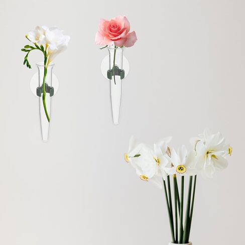 HOMSFOU Flower Water Tubes with Suction Cup 8-Pack Clear Plastic Nutrition Tubes for Flower Stem Hydration and Fresh Arrangement 4.21X1.77X1.57 Inches in Saudi Arabia