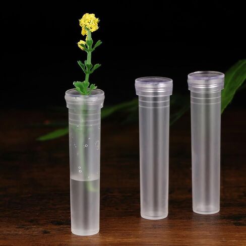 أنابيب تغذية الزهور الشفافة من Amosfun مع أغطية مقاومة للتسرب مقاس 1.42 × 4.25 بوصة، أنابيب نباتية بلاستيكية لترتيبات الزهور الطازجة والحفاظ على جذع انتشار المياه in Saudi Arabia