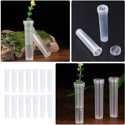 أنابيب تغذية الزهور الشفافة من Amosfun مع أغطية مقاومة للتسرب مقاس 1.42 × 4.25 بوصة، أنابيب نباتية بلاستيكية لترتيبات الزهور الطازجة والحفاظ على جذع انتشار المياه in Saudi Arabia