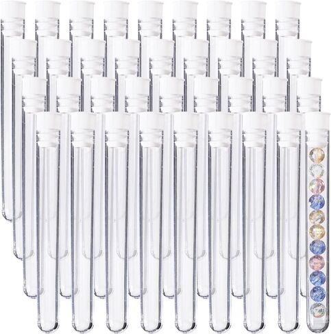 150 Pcs Clear Test Tubes with Caps Plastic Sewing Needle Organizers Tubes with Cap for Sewing Making Supplie Bead Decoration, 4.3x0.49 inch, White in Kuwait