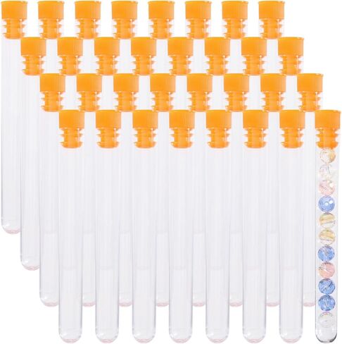 150 Pcs Clear Test Tubes with Caps Plastic Sewing Needle Organizers Tubes with Cap for Sewing Making Supplie Bead Decoration, 4.3x0.49 inch, White in Saudi Arabia