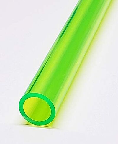 1" Diameter x 12" Long Clear Green Fluorescent Translucent Acrylic Plexiglass Tube - 1" OD x 3/4" ID x 12" in Saudi Arabia