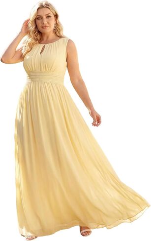 Ever-Pretty Plus Women's Summer Sleeveless Plus Size Formal Gowns Bridesmaid Dresses with Empire Waist Round Neck in Kuwait