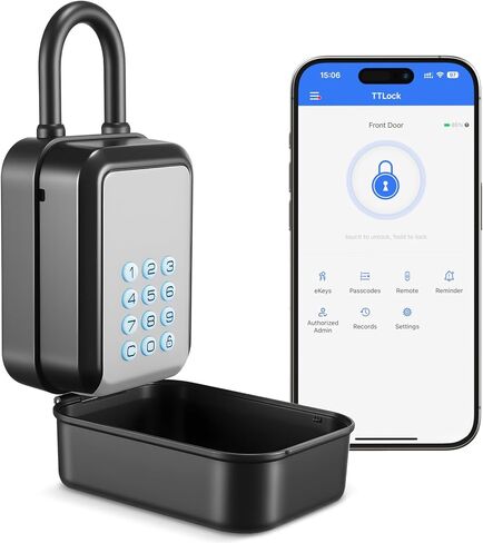 صندوق قفل المفتاح الذكي صندوق قفل بلوتوث إلكتروني مع التحكم في تطبيق TTLOCK وأنواع رمز PIN، شارك صندوق قفل المفتاح الإلكتروني لمكتب منزل السمسار Airbnb مع تكبل قابل للإزالة in Kuwait