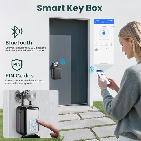 صندوق قفل المفتاح الذكي صندوق قفل بلوتوث إلكتروني مع التحكم في تطبيق TTLOCK وأنواع رمز PIN، شارك صندوق قفل المفتاح الإلكتروني لمكتب منزل السمسار Airbnb مع تكبل قابل للإزالة in Kuwait