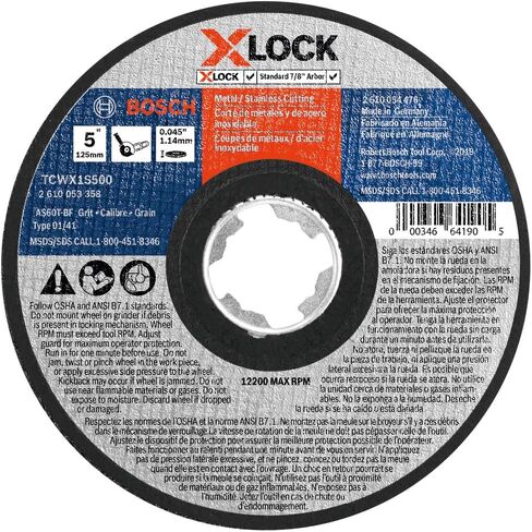 BOSCH TCWX1S500-25 5 بوصة × 0.045 بوصة X-Lock Arbor Type 1A (ISO 41) 60 حبيبة معدنية سريعة القطع/عجلة كاشطة من الفولاذ المقاوم للصدأ in Saudi Arabia