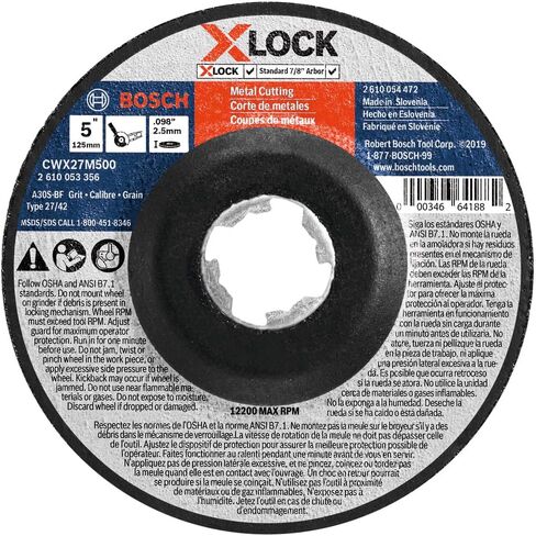 BOSCH CWX27M500-25 5 in. x .098 in. X-Lock Arbor Type 27A (ISO 42) 30 Grit Metal Cutting and Grinding Abrasive Wheel in Saudi Arabia