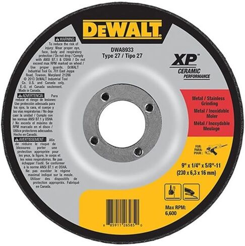 DEWALT DWA8933 طحن معدني سيراميك ممتد الأداء 9 بوصة × 1/4 بوصة × 5/8 بوصة -11 مادة كاشطة سيراميك in Saudi Arabia