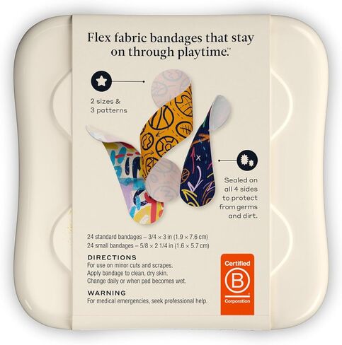 Welly Bandages | Adhesive Flexible Fabric Bravery Badges | Assorted Shapes for Minor Cuts, Scrapes, and Wounds | Colorful and Fun First Aid Tin | Sports Patterns - 48 Count in Kuwait