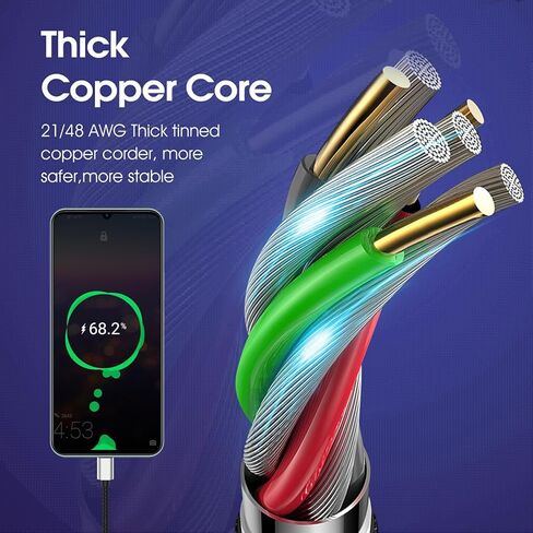 كابل USB من النوع C بطول 10 أقدام، [عبوتان] USB A 2.0 إلى USB-C 10 أقدام من النوع C شاحن سريع طويل جدًا ومتين TPE USBC إلى سلك USBA لهاتف iPhone 17/16/15 Pro Plus Pro Max Samsung Galaxy A10/A20/A51/S10/S9 Plus/Note 9 in Kuwait