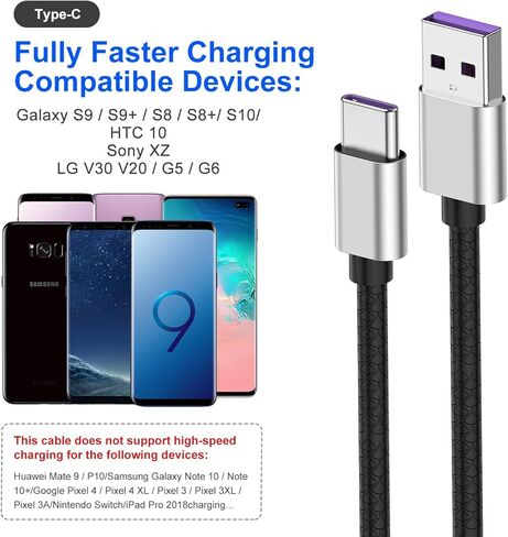 كابل USB من النوع C بطول 10 أقدام، [عبوتان] USB A 2.0 إلى USB-C 10 أقدام من النوع C شاحن سريع طويل جدًا ومتين TPE USBC إلى سلك USBA لهاتف iPhone 17/16/15 Pro Plus Pro Max Samsung Galaxy A10/A20/A51/S10/S9 Plus/Note 9 in Kuwait