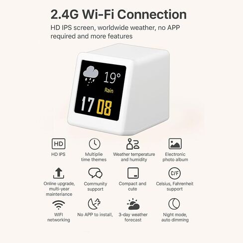WALFRONT LED Dynamic Display, 1.54 Inch IPS Screen Weather Temperature Humidity GIF Animation Digital Clock, with Built in Network Server for Home Office Car in Saudi Arabia