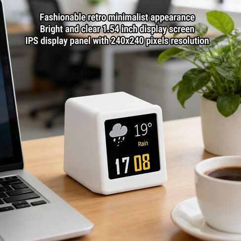 WALFRONT LED Dynamic Display 1.54 Inch IPS Screen Weather Temperature Humidity GIF Animation Digital Clock Outside Temperature Humidity Monitor for Home in Saudi Arabia