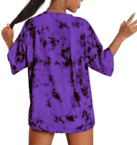 Avanova Women Letter Graphic Print Oversized Tee Shirt Short Sleeve Loose Fit Tops in Kuwait