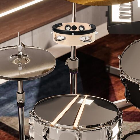 Mounted 6-inch Wooden Tambourine for Drum Set, Clip-on Cymbal Hi-hat Style Tambourine Bell, Hand Shaking Instrument Accessory for Percussion and Drum Cymbal Expansion in Saudi Arabia