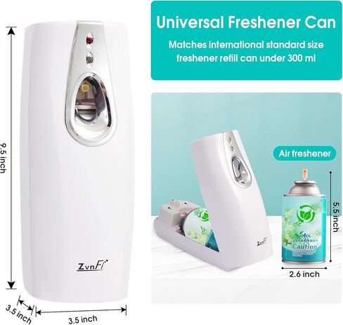 Automatic Air Freshener Spray Dispenser ZvnFi,Custom Timing (Day/Night/24H, 5/10/15/30 min interval),Wall Mounted or Free Standing,for Home and Commercial,Compatible with Glade Refill Can,White in Saudi Arabia