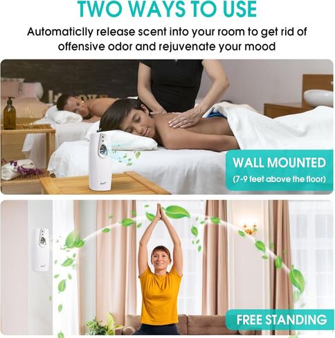 Automatic Air Freshener Spray Dispenser ZvnFi,Custom Timing (Day/Night/24H, 5/10/15/30 min interval),Wall Mounted or Free Standing,for Home and Commercial,Compatible with Glade Refill Can,White in Saudi Arabia