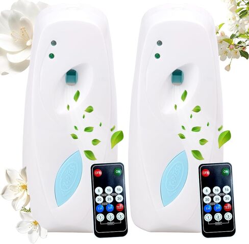 (2-pack) Automatic Air Freshener Spray Dispenser, Wall Mounted or Freestanding Sprayer Holder, Multiple Time Settings, Commercial and Hotel, Bathroom, Office etc (Black, 1120M) in Kuwait