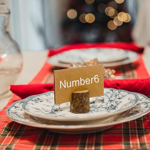 Wood Place Card Holders, 30Pcs Rustic Wooden Table Number Holders and 50Pcs Kraft Place Cards, Wood Photo Picture Holder for Wedding Party Table Name and More in Kuwait