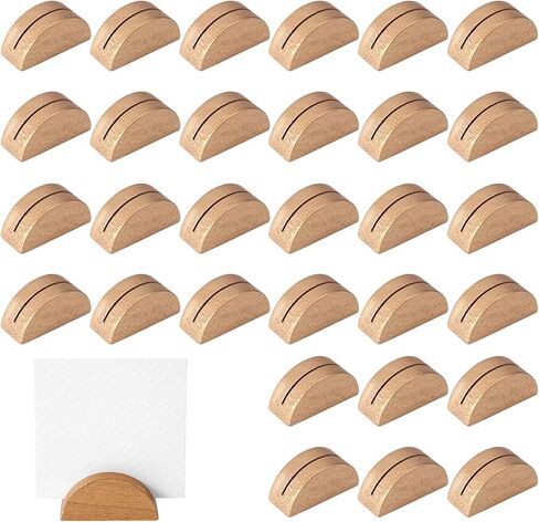 30pcs Wooden Table Number Stands, Semicircular Wood Place Card Holders for Wedding Restaurant Banquet Birthday Party Reusable Table Name Holders for Photo Tag Menu (Brown) in Saudi Arabia