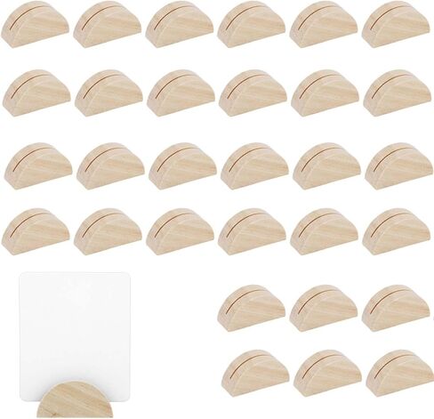 30pcs Wooden Table Number Stands, Semicircular Wood Place Card Holders for Wedding Restaurant Banquet Birthday Party Reusable Table Name Holders for Photo Tag Menu (Brown) in Saudi Arabia