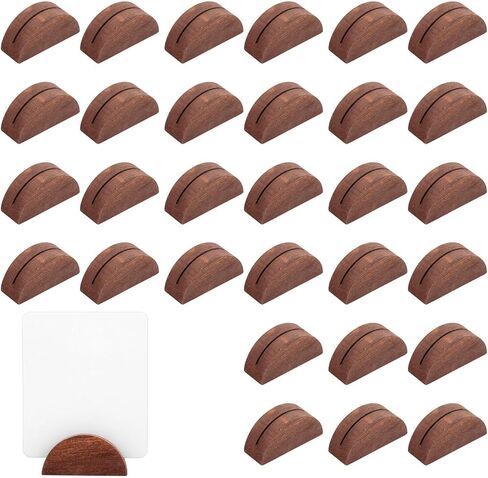 30pcs Wooden Table Number Stands, Semicircular Wood Place Card Holders for Wedding Restaurant Banquet Birthday Party Reusable Table Name Holders for Photo Tag Menu (Brown) in Saudi Arabia