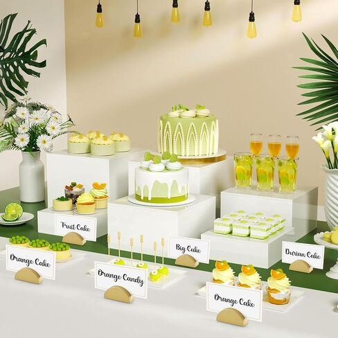 30Pcs Gold Semicircular Wooden Table Number Holders ＆ 40Pcs Place Cards with Glues, Lightweight Table Sign Holders for Wedding, Birthday Party in Kuwait