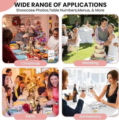 30Pcs Gold Semicircular Wooden Table Number Holders ＆ 40Pcs Place Cards with Glues, Lightweight Table Sign Holders for Wedding, Birthday Party in Kuwait