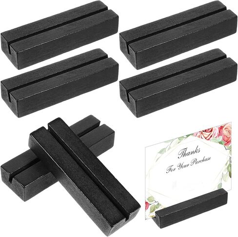 6 PCS Wooden Place Card Holders Black, Wood Photo Picture Card Holders for Weddings Black Wooden Table Number Holder Stands Name Cards for Wedding, Beech Table Number Holder Stands for Restaurants in Saudi Arabia