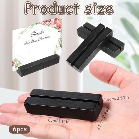 6 PCS Wooden Place Card Holders Black, Wood Photo Picture Card Holders for Weddings Black Wooden Table Number Holder Stands Name Cards for Wedding, Beech Table Number Holder Stands for Restaurants in Saudi Arabia