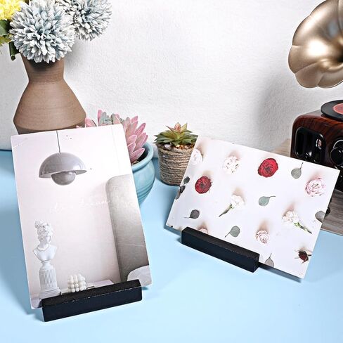 6 PCS Wooden Place Card Holders Black, Wood Photo Picture Card Holders for Weddings Black Wooden Table Number Holder Stands Name Cards for Wedding, Beech Table Number Holder Stands for Restaurants in Saudi Arabia