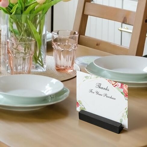 6 PCS Wooden Place Card Holders Black, Wood Photo Picture Card Holders for Weddings Black Wooden Table Number Holder Stands Name Cards for Wedding, Beech Table Number Holder Stands for Restaurants in Saudi Arabia
