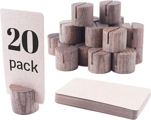 20 Pack Mini Wood Table Number Holders - Place Card Holders, Dinner Table Card Holders, Name Card Holders for Tables, Wooden Picture and Sign Holder (Black) in Kuwait