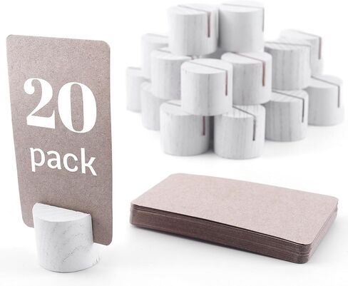 20 Pack Mini Wood Table Number Holders - Place Card Holders, Dinner Table Card Holders, Name Card Holders for Tables, Wooden Picture and Sign Holder (Black) in Kuwait