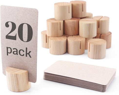 20 Pack Mini Wood Table Number Holders - Place Card Holders, Dinner Table Card Holders, Name Card Holders for Tables, Wooden Picture and Sign Holder (Black) in Kuwait