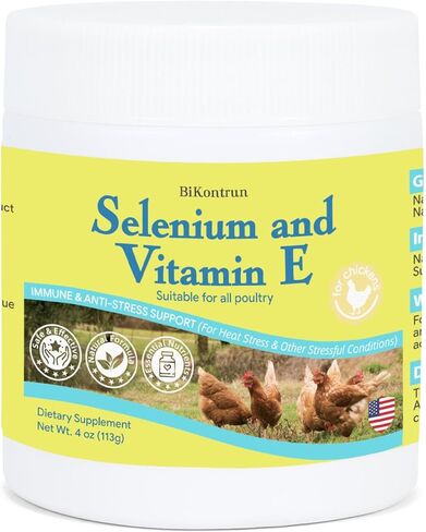 مسحوق السيلينيوم وفيتامين هـ للدجاج، السيلينيوم للدجاج، جهاز المناعة، دعم العضلات ومنعها، تحسين الرقبة الملتوية، السيلينيوم، مكملات فيتامين هـ، مناسب لجميع الدواجن والدجاج والمزيد in Kuwait