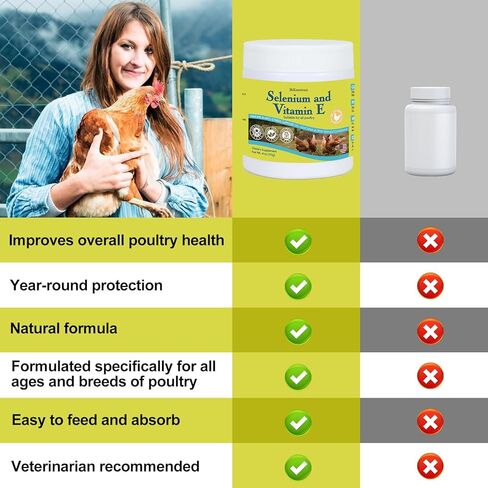 مسحوق السيلينيوم وفيتامين هـ للدجاج، السيلينيوم للدجاج، جهاز المناعة، دعم العضلات ومنعها، تحسين الرقبة الملتوية، السيلينيوم، مكملات فيتامين هـ، مناسب لجميع الدواجن والدجاج والمزيد in Kuwait