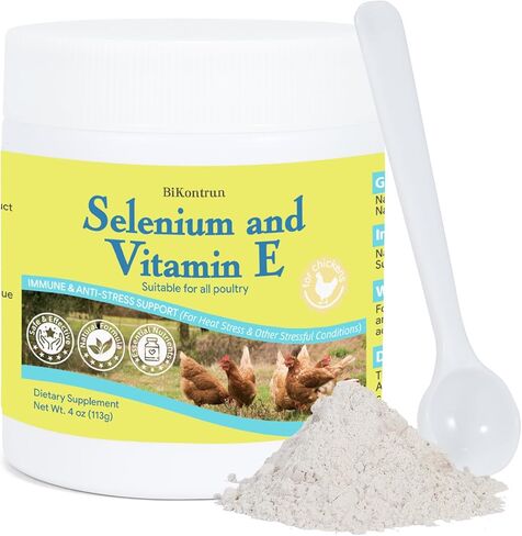 مسحوق السيلينيوم وفيتامين هـ للدجاج، السيلينيوم للدجاج، جهاز المناعة، دعم العضلات ومنعها، تحسين الرقبة الملتوية، السيلينيوم، مكملات فيتامين هـ، مناسب لجميع الدواجن والدجاج والمزيد in Kuwait