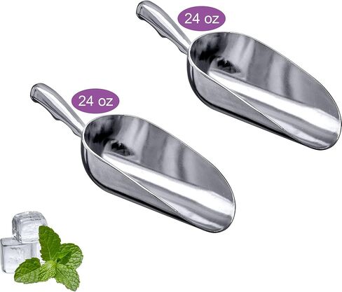 Amazing Abby - Elsa - 24-Ounce Aluminum Ice Scoops (Set of 2), Cast Aluminum Utility Scoops, Food-Grade, Good for Home and Commercial Use, NOT Dishwasher-Safe, Hand-Wash Recommended in Saudi Arabia