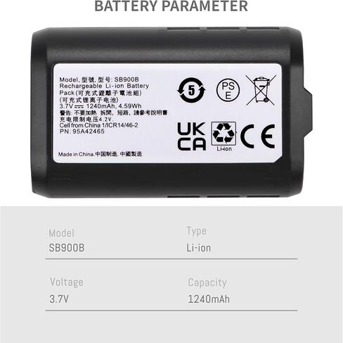 استبدال بطارية ليثيوم أيون SB900B متوافق مع أجهزة إرسال Shure P3RA وP9RA+ وP10R+ SB900 SB900A SB900B SB900C وULX-D وQLX-D وأجهزة إرسال AD جميع ترقية الإرساء المرتبطة 3.7 فولت 1500 مللي أمبير/5.5 وات في الساعة in Saudi Arabia