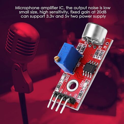 Microphone Amplifier Module, High Sensitivity 20dB Gain Low Noise Audio Amplifier, Analog Digital Output with Circuitry, Ideal for DIY Projects 3.3V 5V Power in Saudi Arabia