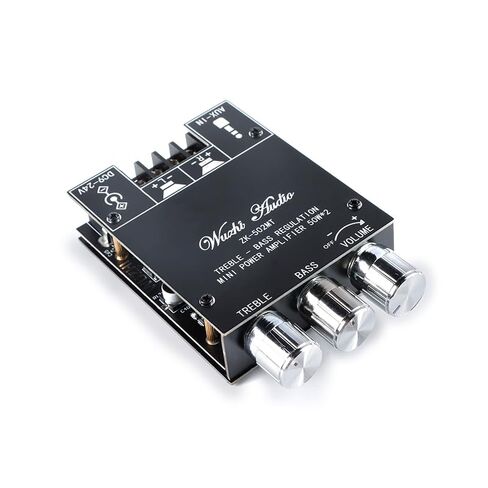 ZK-502MT 50W×2 2.0 Channel Blue Tooth 5.0 Audio Amplifier Module 12–24V Wide Voltage -20°C to +85°C Operating Temp 90dB SNR Overheat Protection in Saudi Arabia