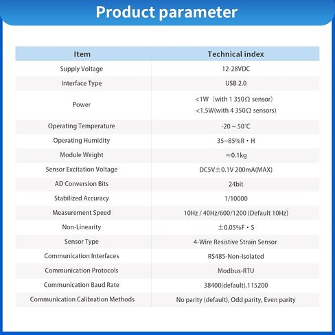 4-Wire Strain Sensor Transmitter, 24-bit ADC, RS485 Modbus-RTU, 12-28VDC in Kuwait