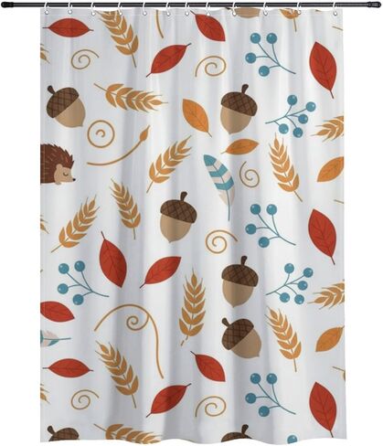 ستارة حمام مطبوعة على شكل قنفذ مع خطافات، ستارة دش شاطئ صيفية مقاومة للماء، قماش قابل للغسل، ستائر جمالية للعطلات، ديكور بسيط للعطلات 72 × 72 بوصة in Kuwait