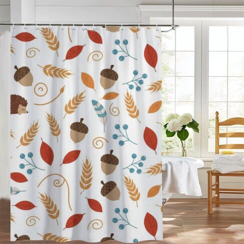 ستارة حمام مطبوعة على شكل قنفذ مع خطافات، ستارة دش شاطئ صيفية مقاومة للماء، قماش قابل للغسل، ستائر جمالية للعطلات، ديكور بسيط للعطلات 72 × 72 بوصة in Kuwait