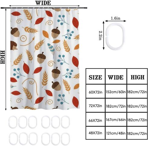 ستارة حمام مطبوعة على شكل قنفذ مع خطافات، ستارة دش شاطئ صيفية مقاومة للماء، قماش قابل للغسل، ستائر جمالية للعطلات، ديكور بسيط للعطلات 72 × 72 بوصة in Kuwait