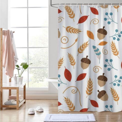 ستارة حمام مطبوعة على شكل قنفذ مع خطافات، ستارة دش شاطئ صيفية مقاومة للماء، قماش قابل للغسل، ستائر جمالية للعطلات، ديكور بسيط للعطلات 72 × 72 بوصة in Kuwait